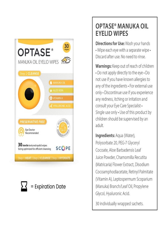 OPTASE Manuka Oil Eyelid Wipes, 30 Count – Eyelid Cleansing Wipes with Natural Manuka Oil – Preservative-Free Formula for Daily Hygiene and Eye Lid Comfort - Doctor Recommended Eye Lid Cleaning - Image 2